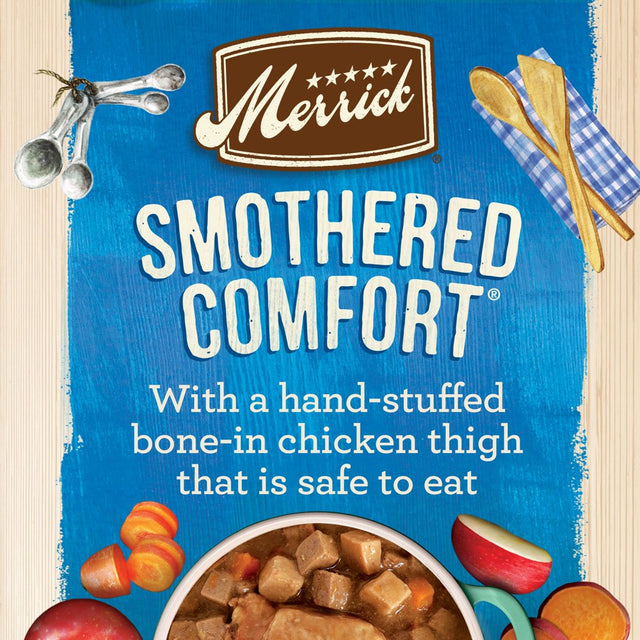 (12 Pack) Merrick Grain Free Wet Dog Food, Premium and Wholesome Gluten Free Canned Adult Dog Food, Smothered Comfort, 12.7 Oz. Cans