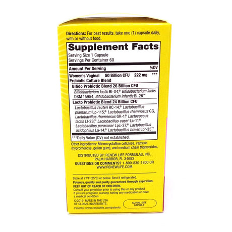 Renew Life Women'S Care Probiotic 50 Billion Cfu 60 Veg Caps