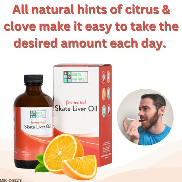 Green Pasture Fermented Skate Liver Oil - Orange - 6.1 FL Oz
