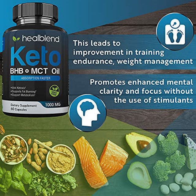 Keto BHB for Ketosis Diet, Exogenous Ketones, Focus, Energy, and Fat Burn - BHB Ketogenic Supplements for Men Women, 60 Capsules