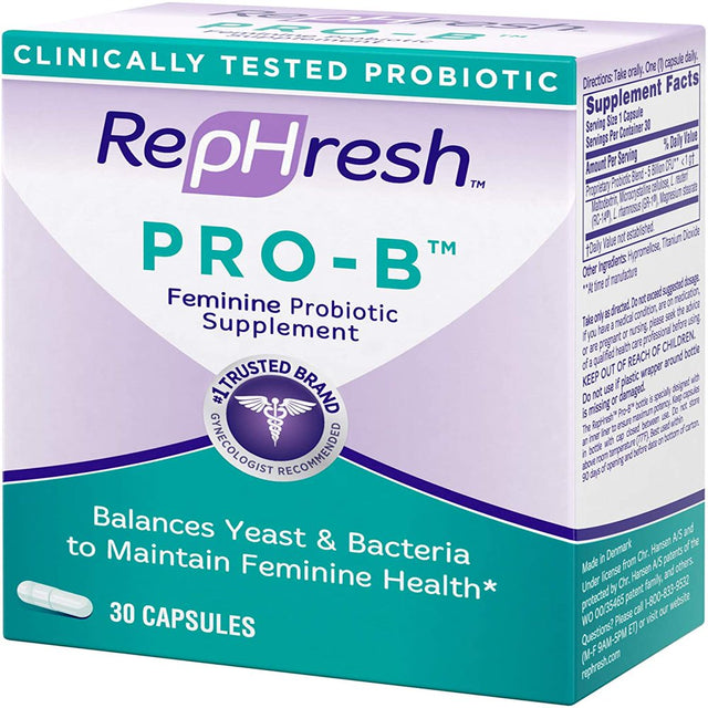 Rephresh Pro-B Feminine Probiotic Supplement Capsule Non Dairy Formula, 30 Count