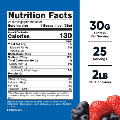 Nutricost Whey Protein Isolate Powder (Strawberry Acai, 2 Pounds)