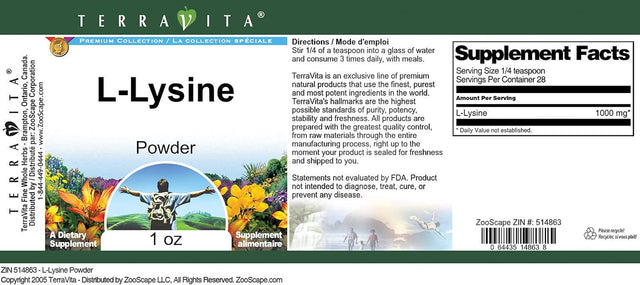Terravita L-Lysine Powder (1 Oz, ZIN: 514863)