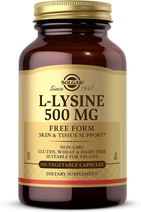 Solgar L-Lysine 500 Mg - 100 Vegetable Capsules - Skin & Collagen Support - Non-Gmo, Vegan, Gluten Free - 100 Servings