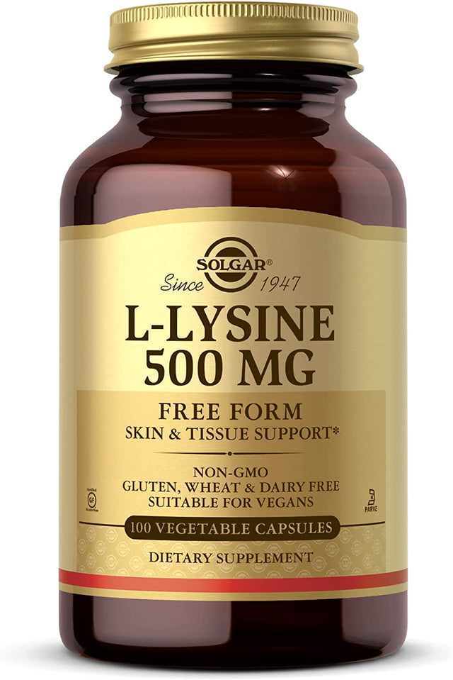 Solgar L-Lysine 500 Mg - 100 Vegetable Capsules - Skin & Collagen Support - Non-Gmo, Vegan, Gluten Free - 100 Servings