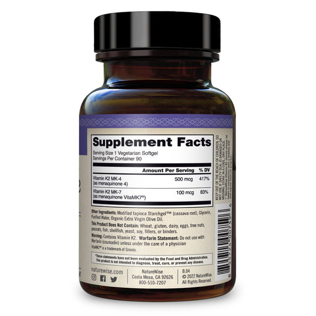 Naturewise Vitamin K2 with Vitamk7®- 90 Softgels