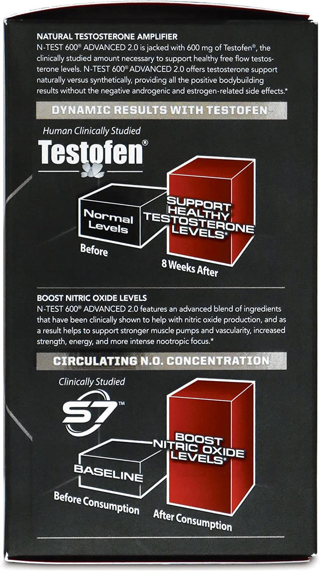 PMD Sports N-Test 600 Advanced Nitric Oxide Booster for Men - with Clinically Studied Testofen - Lean Muscle and Strength Gains with Estrogen Suppression (90 Veggie -Caps)