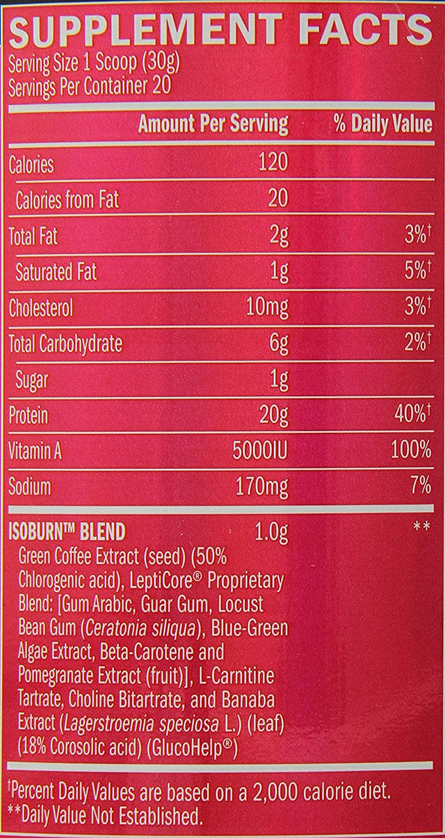 BSN ISOBURN, Lean Whey Protein Powder, Fat Burner for Weight Loss with L-Carnitine - Chocolate Milkshake, (20 Servings), 1.32 Pound (Pack of 1)