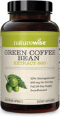 Naturewise Green Coffee Bean 800Mg Max Potency Extract 50% Chlorogenic Acids, Raw Green Coffee Antioxidant Support Supplement & Support Healthy Weight Maintenance Goals, Non-Gmo, (60 Count)