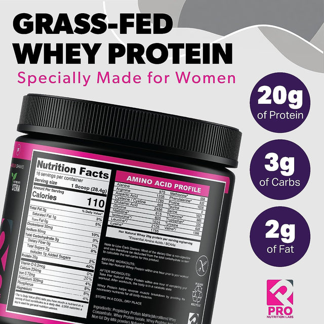 PRO NUTRITION LABS Whey Protein Vanilla Powder for Women - Supports Lean Muscle Mass - Low Carb - Gluten Free - Grass Fed and Rbgh Hormone Free Vanilla Whey (Creamy Vanilla, 1 Lb)