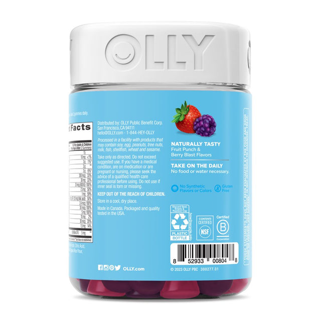 OLLY Kids Multivitamin + Probiotic Gummy, Daily Digestive Supplement, Zinc, Berry, 100 Ct