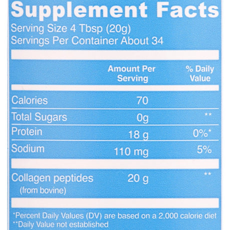 Vital Proteins Collagen Peptides Unflavored Powder Supplement 24 Ounces