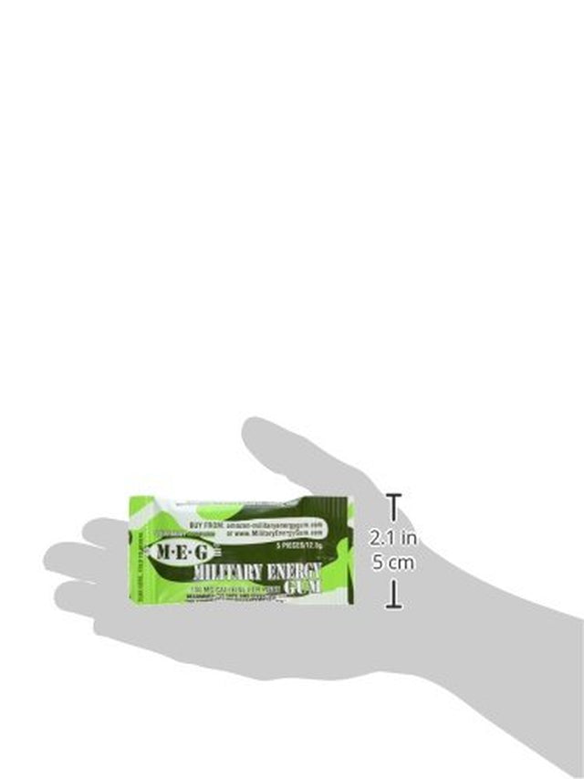 MEG - Military Energy Gum | 100Mg of Caffeine per Piece + Increase Energy + Boost Physical Performance + Spearmint 24 Pack (120 Count)
