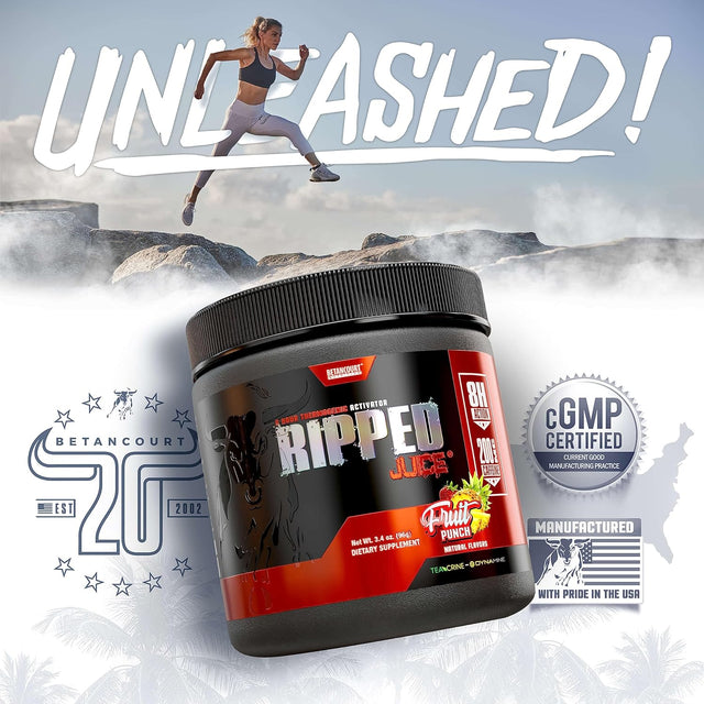 Betancourt Nutrition Ripped Juice Powder | Thermogenic Activator & Nootropic Support | Energy, Focus, Aerobic Performance | 30 Servings (Fruit Punch)
