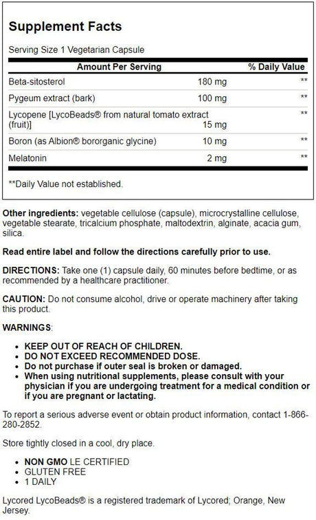Life Extension Mens Bladder Control - Prostate & Bladder Health Supplement - for Support Urination & Sleep Patterns with Melatonin, Beta Sitosterol - Non-Gmo, Gluten-Free, Vegetarian - 30 Capsules
