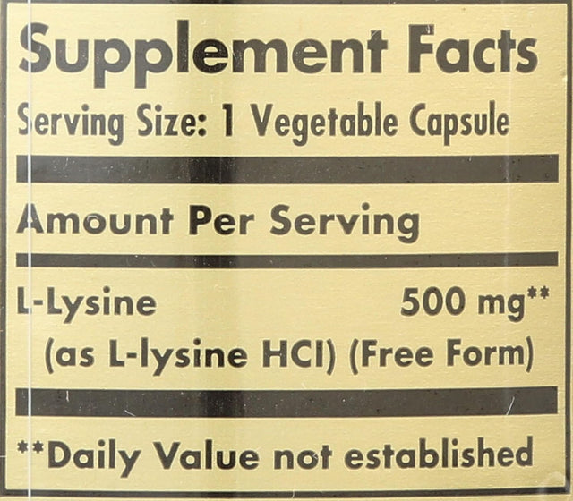 SOLGAR L Lysine 500 Mg, 50 CT
