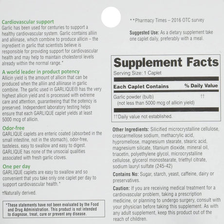 Garlique Dietary Supplement, 60 Caplets