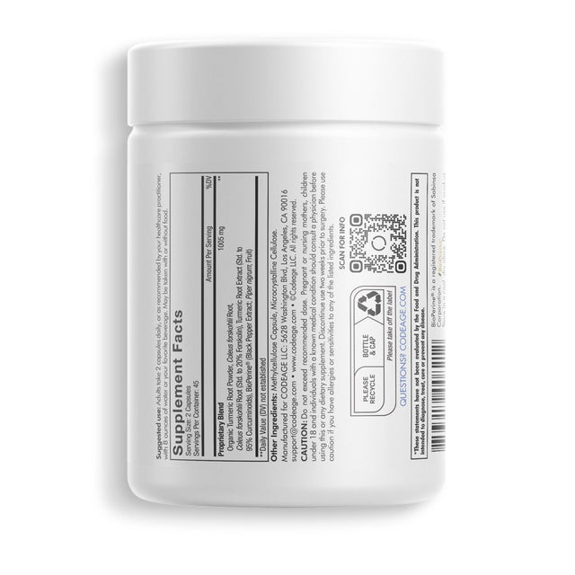 Codeage Forskolin Turmeric, Organic Turmeric Powder 95% Curcuminoids, Black Pepper, Coleus Forskohlii, 90 Ct