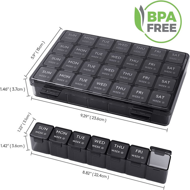 Lifewit Monthly Pill Organizer, 28 Day Pill Box, 4 Weeks One Month Pill Cases, Large Compartments