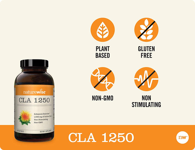 Naturewise CLA 1250 Support Exercise Naturally (2-Month Supply), Support Fitness Goals, Supports Healthy Energy Levels 180 Count