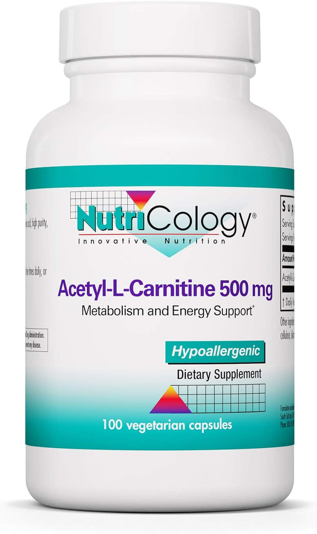 Nutricology Acetyl L-Carnitine 500Mg - Metabolism and Energy Support - 100 Vegetarian Capsules