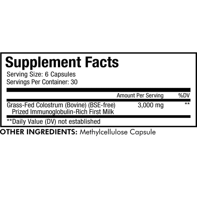 Codeage Colostrum Supplement, Immunoglobulin-Rich Grass-Fed Colostrum First Milking Capsules, 180 Ct