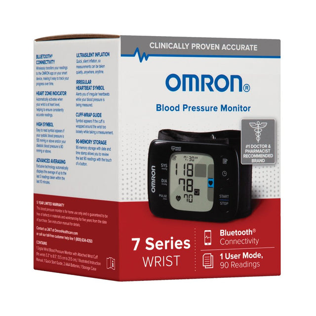 OMRON 7 Series Blood Pressure Monitor (BP6350), Portable Wireless Wrist Monitor, Digital Bluetooth Blood Pressure Machine, Stores up to 90 Readings