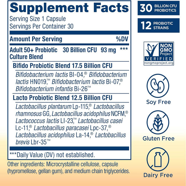 Renew Life Ultimate Flora Adult 50+ Probiotic 30 Billion Cfu 90 Veg Caps