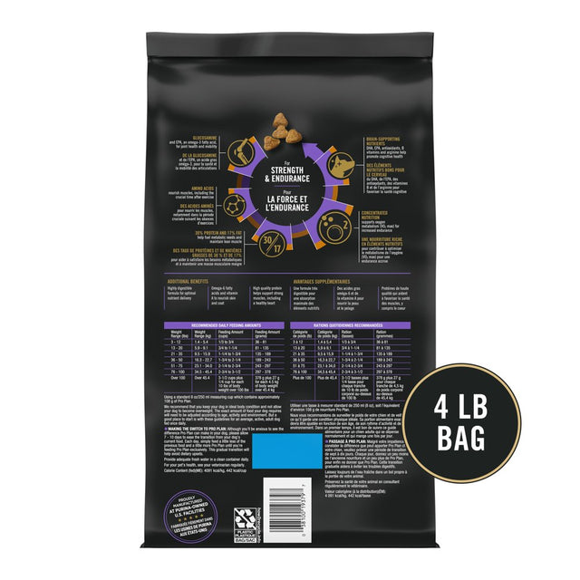 Purina Pro Plan Performce Dry Dog Food for Adult Dogs, High Protein Chicken & Rice Formula, 4Lb Bag