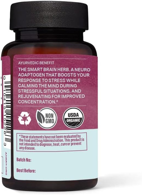 Maharishi Ayurveda - Organic Brahmi (Bacopa) | Vegan & Gluten-Free Natural Focus & Brain Supplement for Stress Relief & Mental Clarity | Brain Health Supplement 60 Herbal Tablets - 500 Mg