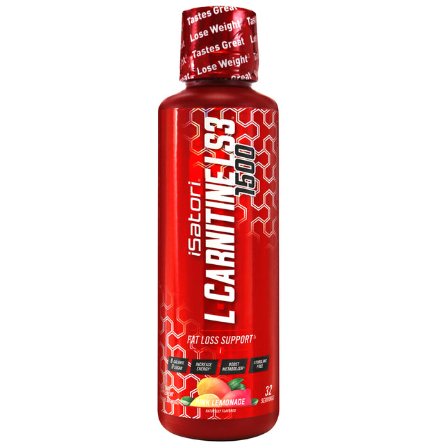 Isatori L-Carnitine LS3 Concentrated Liquid Metabolic Enhancer and Energy Booster - Health and Fitness - Keto Friendly - Stimulant Free - Pink Lemonade 1500Mg (32 Servings)