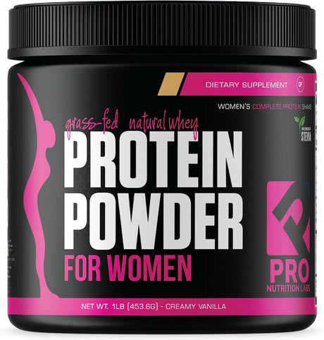 PRO NUTRITION LABS Whey Protein Vanilla Powder for Women - Supports Lean Muscle Mass - Low Carb - Gluten Free - Grass Fed and Rbgh Hormone Free Vanilla Whey (Creamy Vanilla, 1 Lb)
