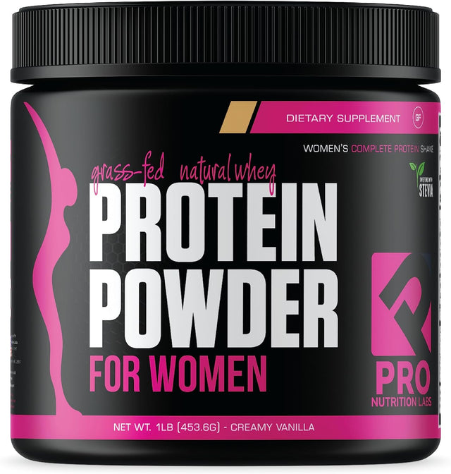 PRO NUTRITION LABS Whey Protein Vanilla Powder for Women - Supports Lean Muscle Mass - Low Carb - Gluten Free - Grass Fed and Rbgh Hormone Free Vanilla Whey (Creamy Vanilla, 1 Lb)