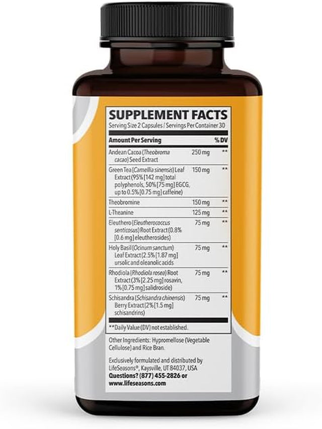 Lifeseasons - Energy - Energy Booster for Physical and Cognitive Strength - No Jitters - Support Stamina - Contains Green Tea and L-Theanine - 60 Count (Pack of 1)