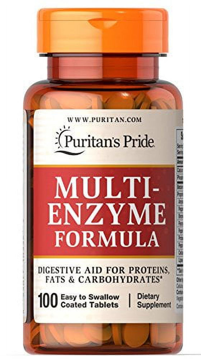 Puritan'S Pride Multi Enzyme Tablets, Digestive Aid for Proteins, Fats and Carbohydrates*, 100 Ct