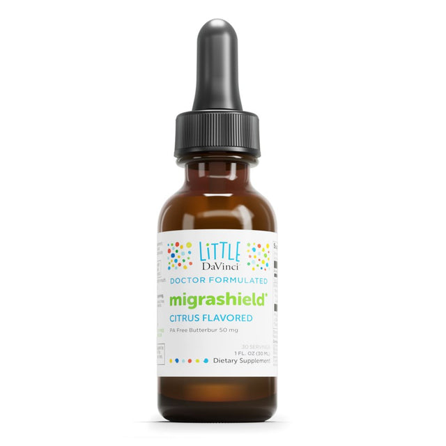 Little Davinci Migrashield for Kids, Citrus, 30 Servings - Butterbur Extract Supplement for Children - Supports Children'S Migraine Headaches, Cranial Comfort and Blood Flow