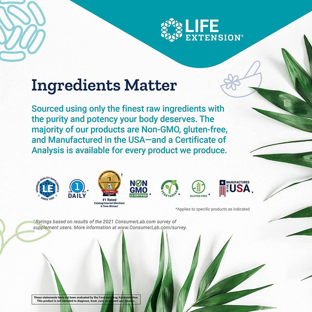 Life Extension L-Lysine 620 Mg - for Healthy Nitrogen Balance, Stress Response & Calcuim Metabolism – for Active Lifestyle - Gluten-Free, Non-Gmo - 100 Vegetarian Capsules
