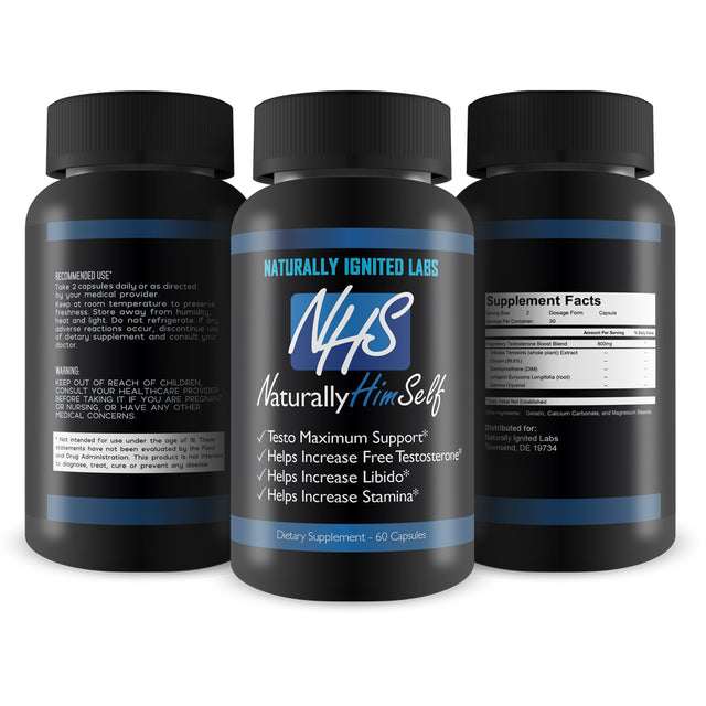 Naturally Him Self - Tribulus T Maximum Support - Tribulus Terrestris for Men - Power - Natural - Stamina - Libido Enhancer for Men - by Naturally Ignited Labs - 30 Servings