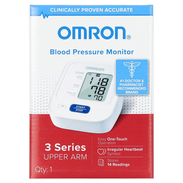 OMRON 3 Series Blood Pressure Monitor (BP7100), Upper Arm Cuff, Digital Blood Pressure Machine, Stores up to 14 Readings