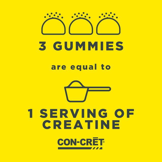 CON-CRET Concentrated Creatine Gummies, Berry Zing Flavor, Supports Muscle & Brain Health, 60 Ct