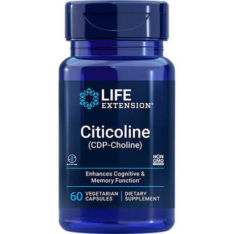 Life Extension Citicoline (Cdp-Choline) - Citicoline Supplement for Brain & Cognitive Health, Focus, Attention, Memory Function - Non-Gmo, Gluten Free, Vegetarian - 60 Capsules