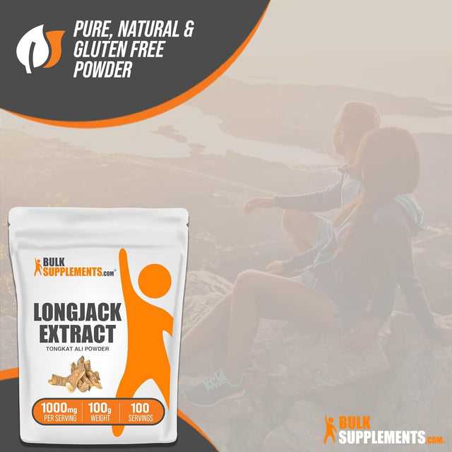 BULKSUPPLEMENTS.COM Longjack Extract Powder - Tongkat Ali Extract, Tongkat Ali Powder - Longjack Tongkat Ali, Tongkat Ali for Men - Gluten Free, 1000Mg per Serving, 100G (3.5 Oz)