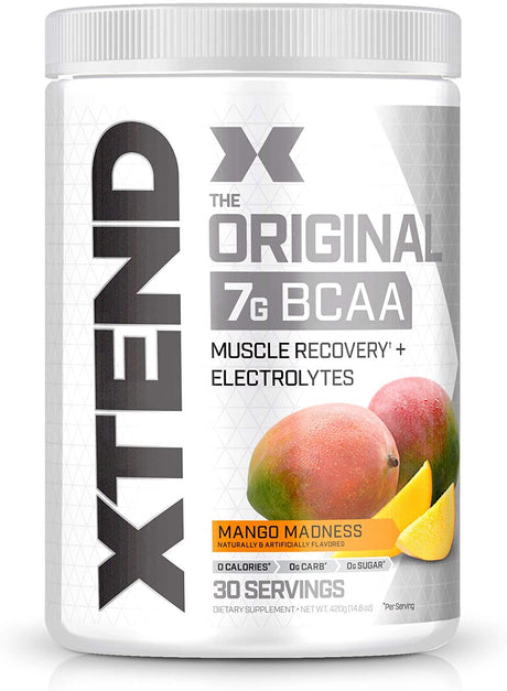 XTEND Original BCAA Powder Mango Madness - Sugar Free Post Workout Muscle Recovery Drink with Amino Acids - 7G Bcaas for Men & Women - 30 Servings