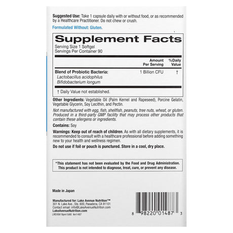 Lake Avenue Nutrition, Probiotic Minis, 2 Strain Blend, 1 Billion CFU, 90 Softgels