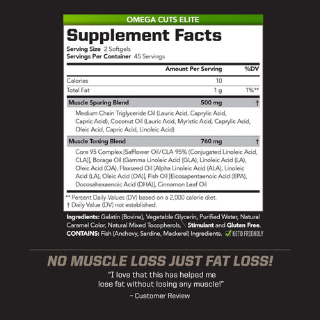 PMD Sports Omega Cuts Elite Fat Loss-Muscle Defining Formula - Omega Fatty Acids, Mct'S and CLA for Muscle Definition and Maintenance - Keto Friendly for Women and Men - Stimulant Free (90 Softgels)