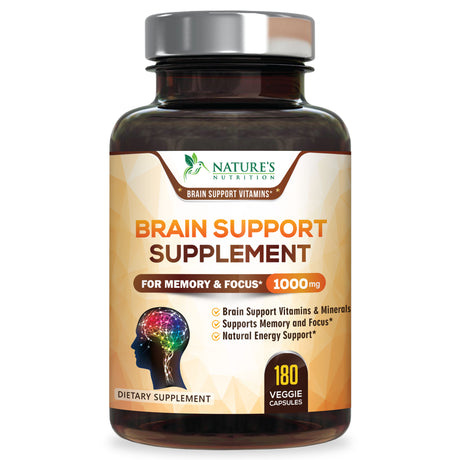 Brain Booster Nootropic Supplement 1000Mg Support Focus Energy Memory & Clarity 180 Capsules
