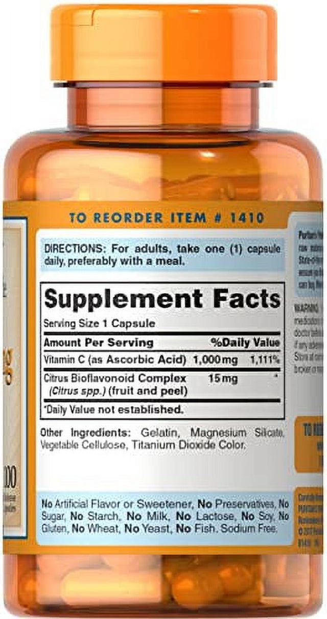 Puritans Pride Vitamin C-1000 Mg with Bioflavonoids Capsules, 100 Count