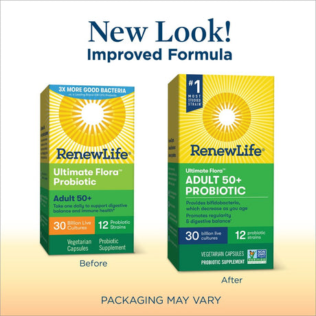 Renew Life Adult 50+ Probiotic Supplement Capsules, Unisex, 30 Billion CFU, 30 Count