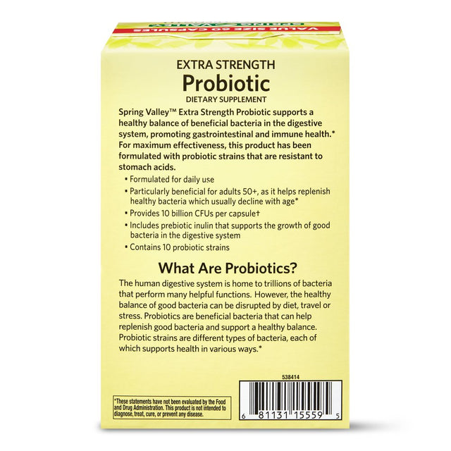 Spring Valley Extra Strength Probiotic Vegetable Capsules, 60 Count