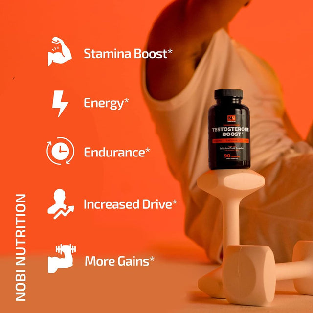 Nobi Nutrition Extra Strength Testosterone Booster for Men -Premium Test Booster Supplement for Energy, Performance, Stamina & Recovery - Male Enhancement Pills 90 Ct